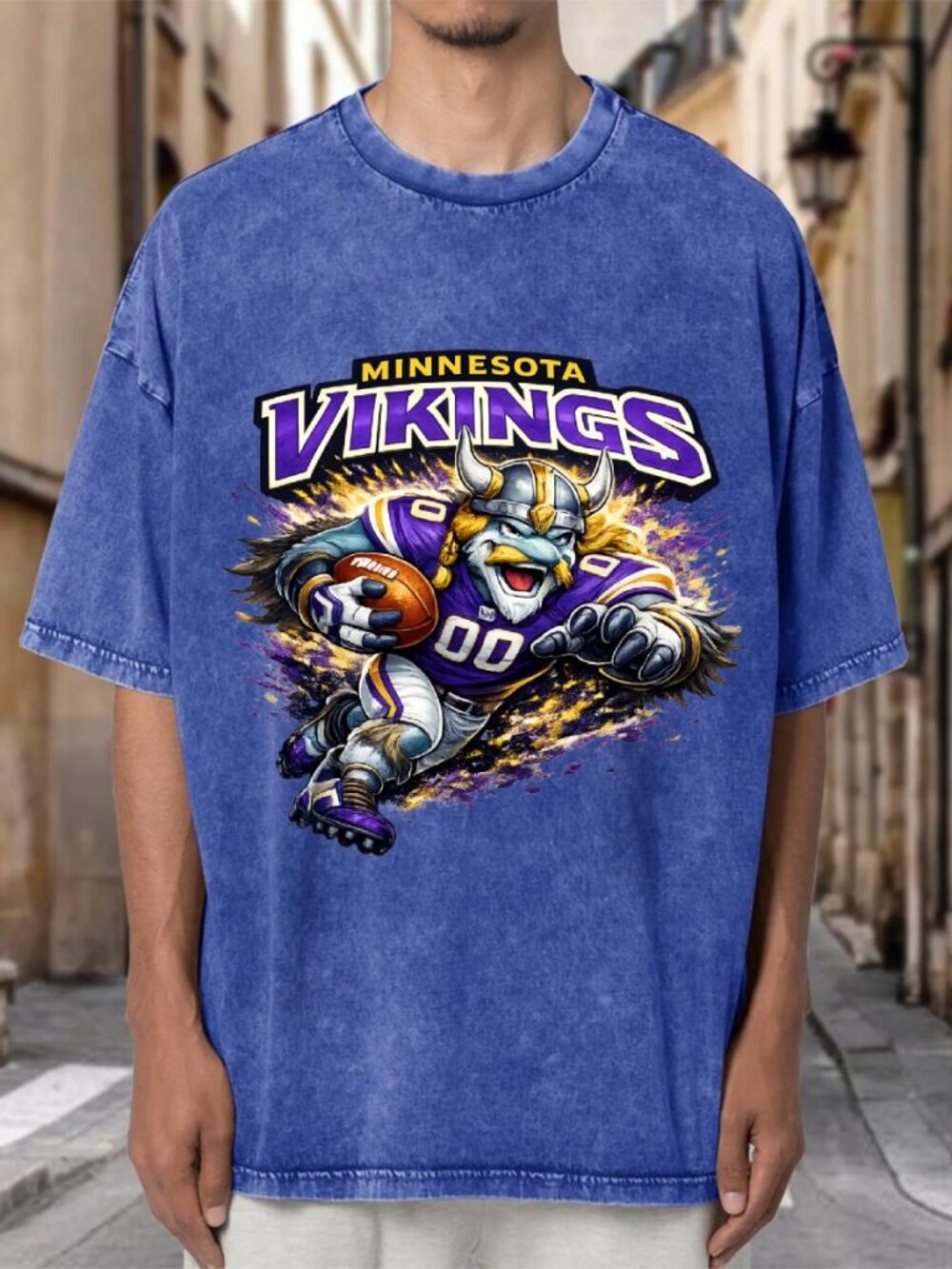 Minnesota Vikings Mascot Vintage Wash Oversized NFL T-shirt RZ4ES2YHKQ03
